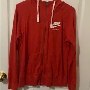 red nike zip up hoodie